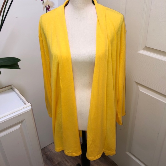 Olivia Blu Sweaters - Olivia Blu bright yellow open front cardigan 2X